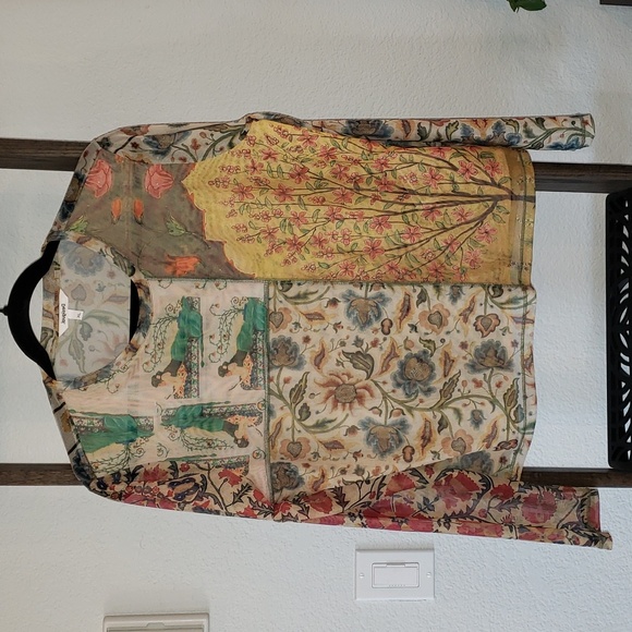 Desigual Tops Desigual Mesh Top Crew Neck Long Sleeve Shirt Floral Print Womens Xl Poshmark